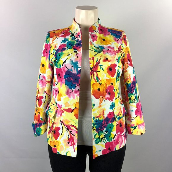 Investments Yellow & Pink Floral Blazer Size XL